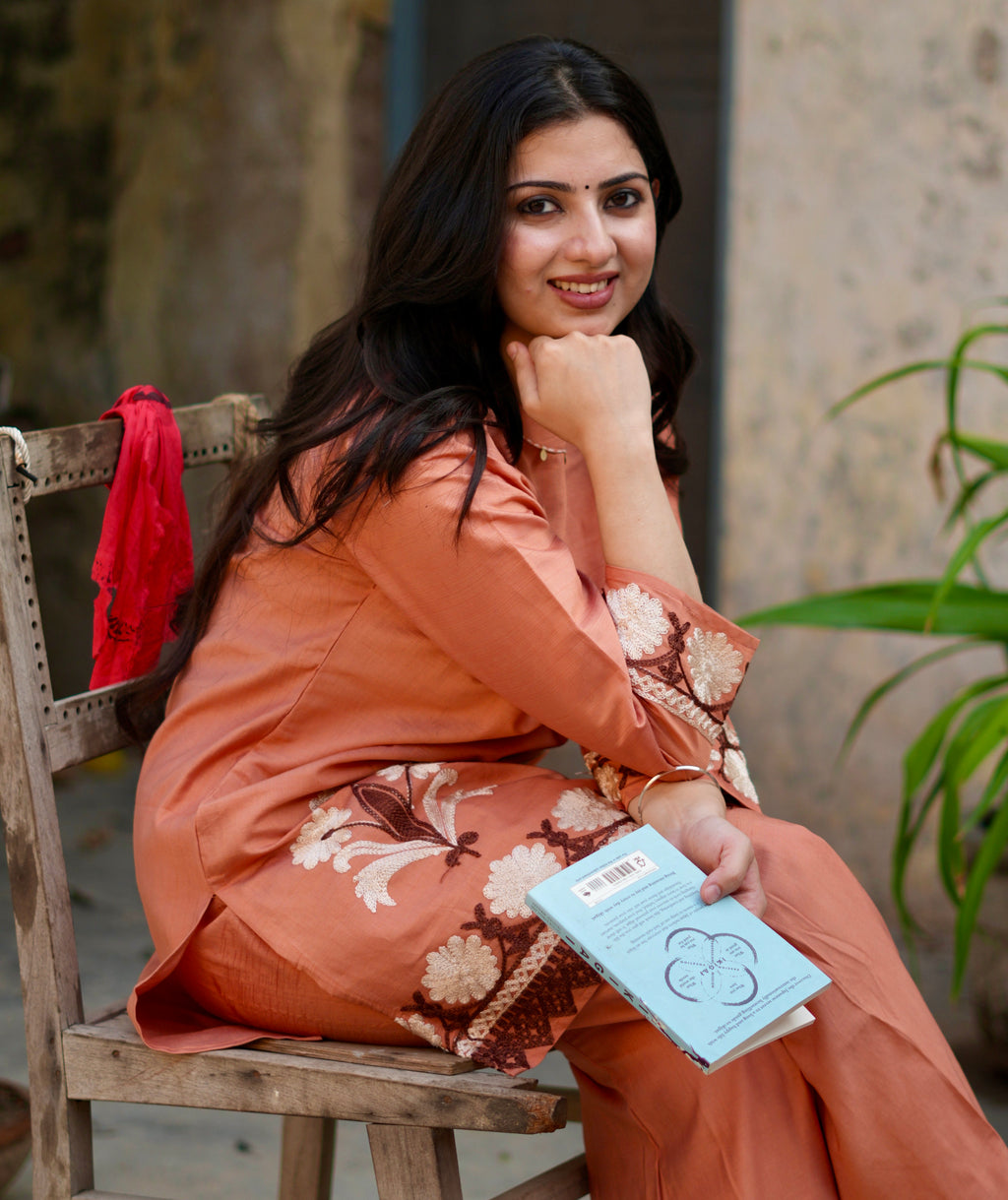 Rust Blossom | Embroidered Kurta Set