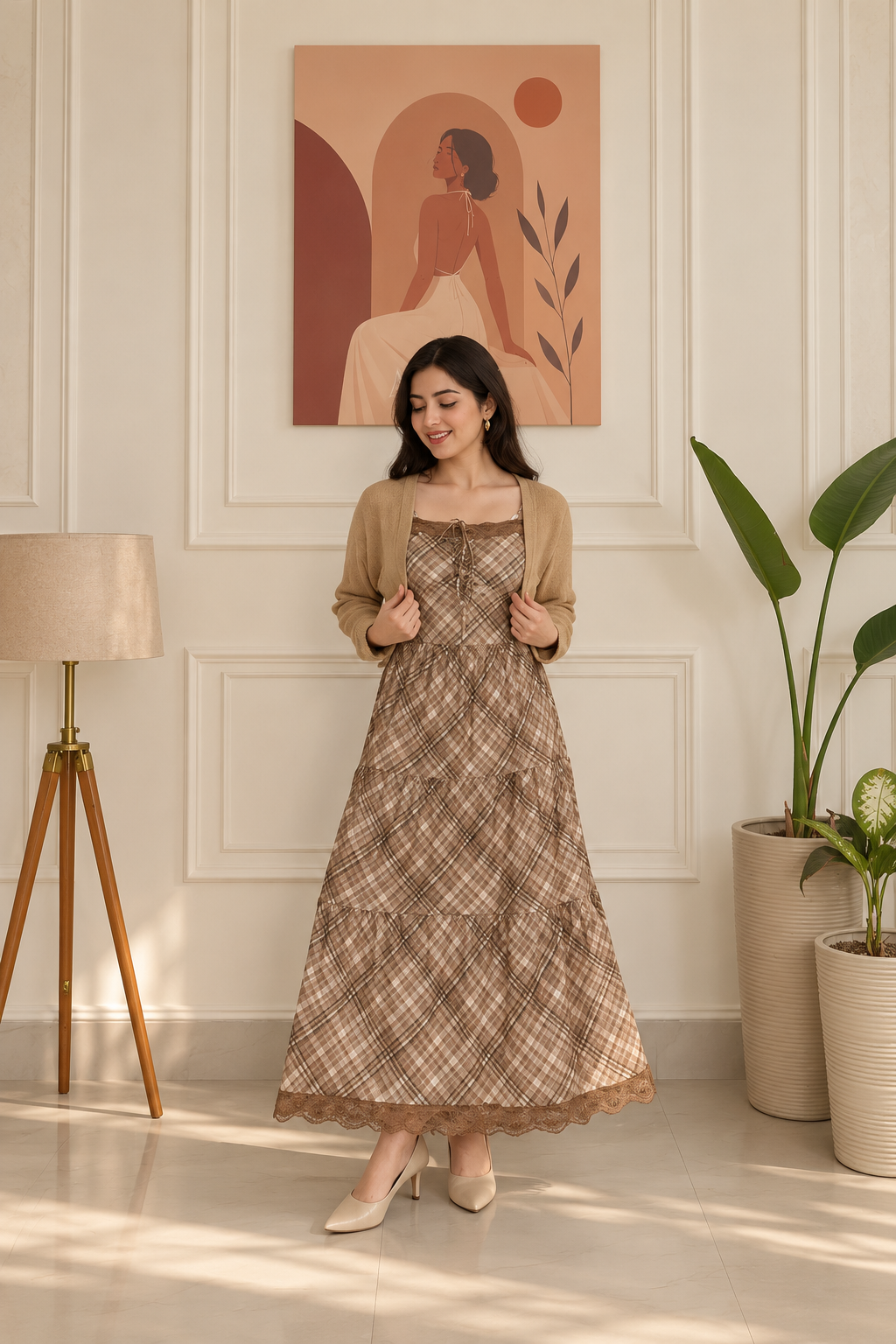 The Autumn Muse Soft Velvet Dress with Shrug