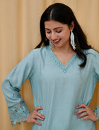 Azure Grace | Embroidered Co-ord Set