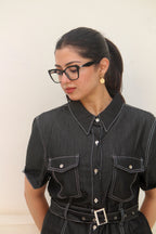 Midnight Stitch | Denim Shirt & Wide-Leg Trouser Co-Ord Set