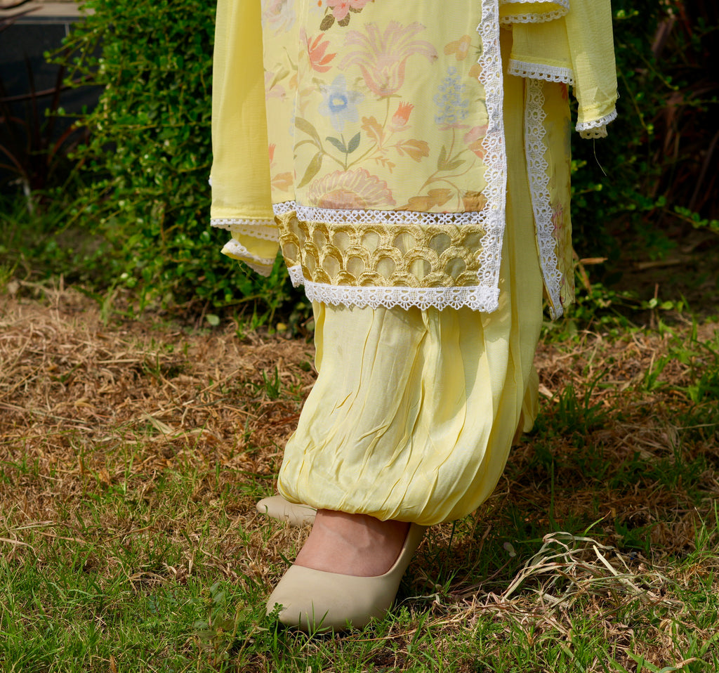 Lemon Bloom | Printed Pakistani Suit Set