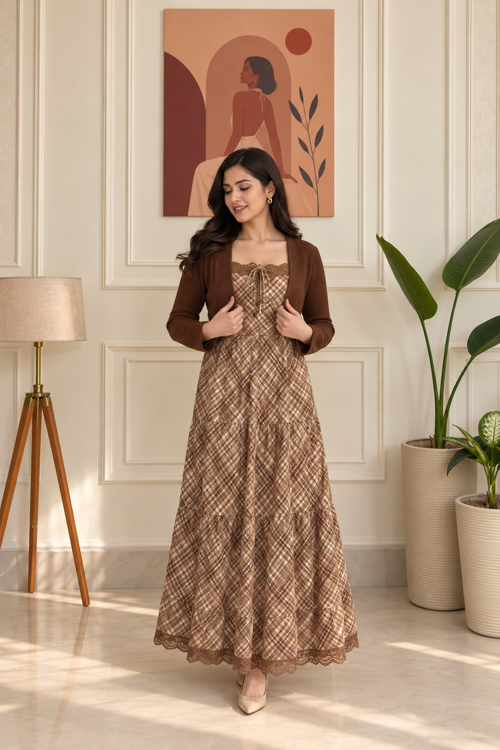 The Autumn Muse Soft Velvet Dress with Shrug