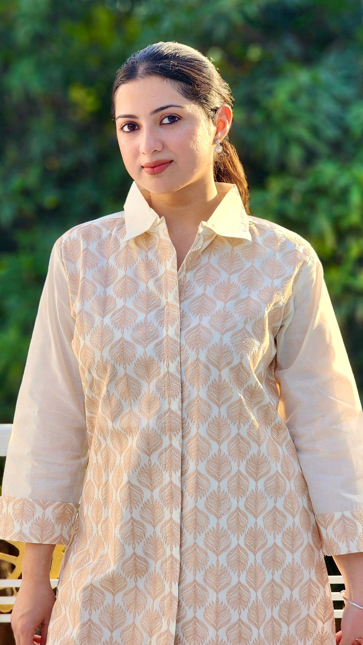 IVORY LEAFWORK KURTA SET