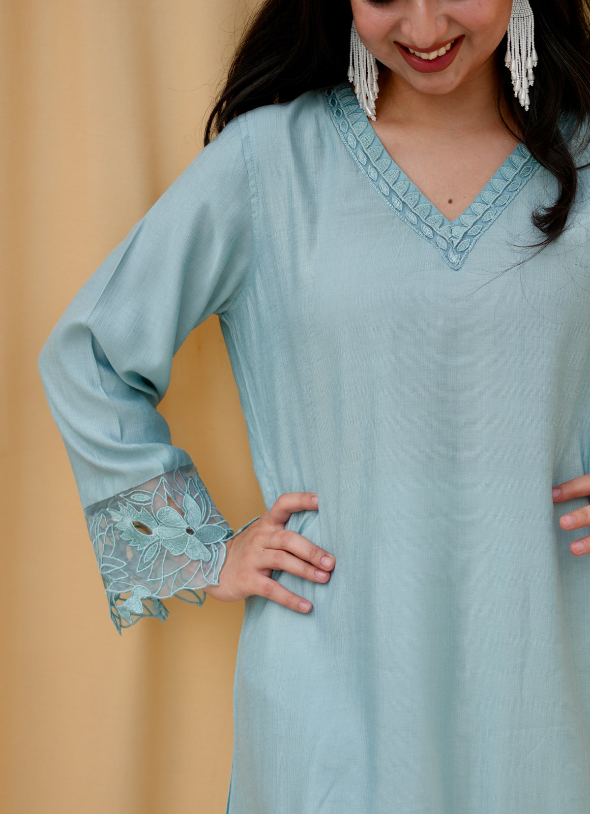 Azure Grace | Embroidered Co-ord Set