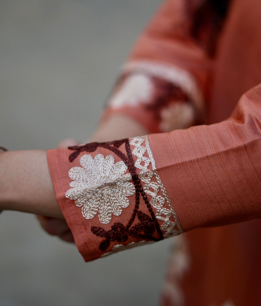 Rust Blossom | Embroidered Kurta Set