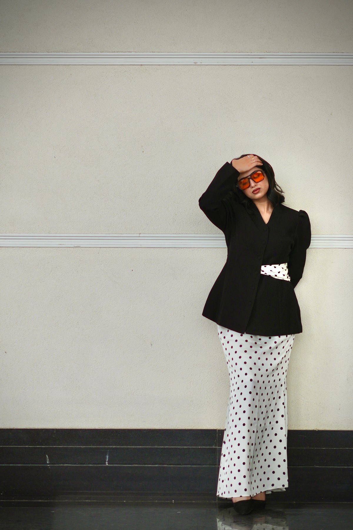 Polka Noir | Tailored Peplum Co-ord Set
