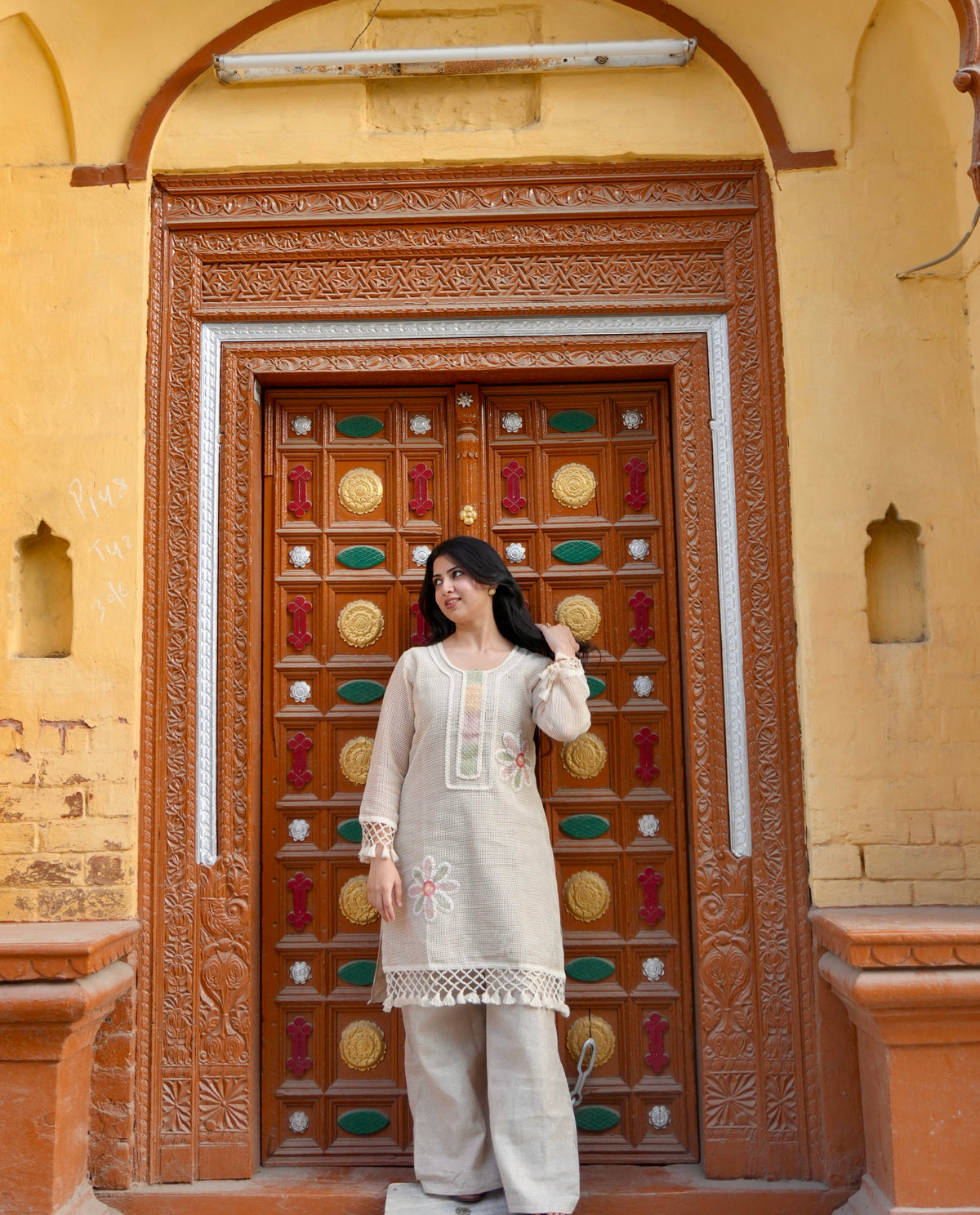 Pearl Petals | Embellished Kurta Set