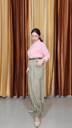 High-Waisted Pleated Formal Trousers