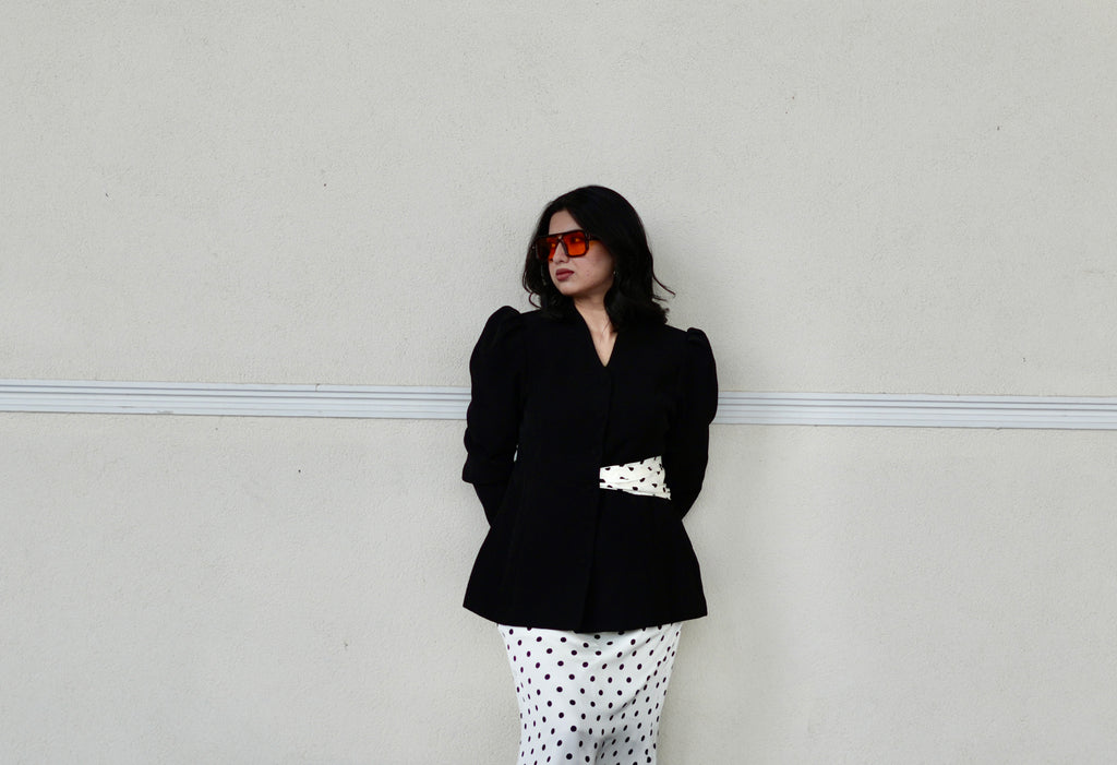 Polka Noir | Tailored Peplum Co-ord Set