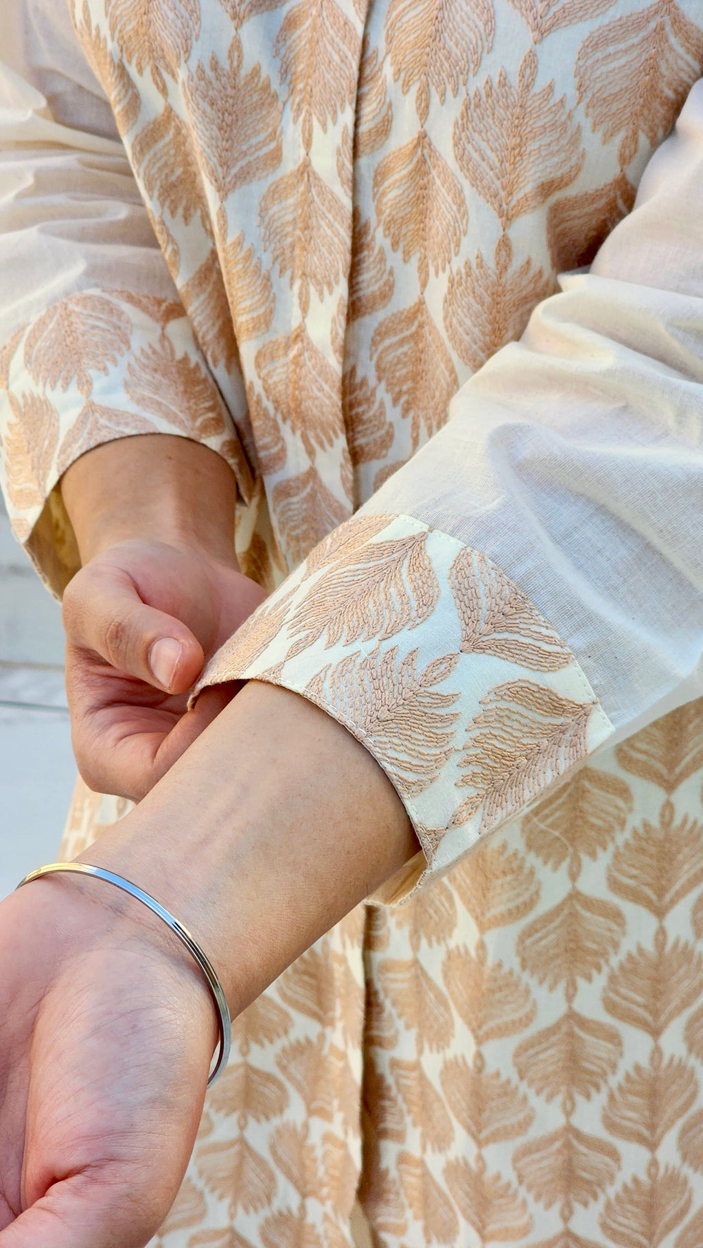 IVORY LEAFWORK KURTA SET