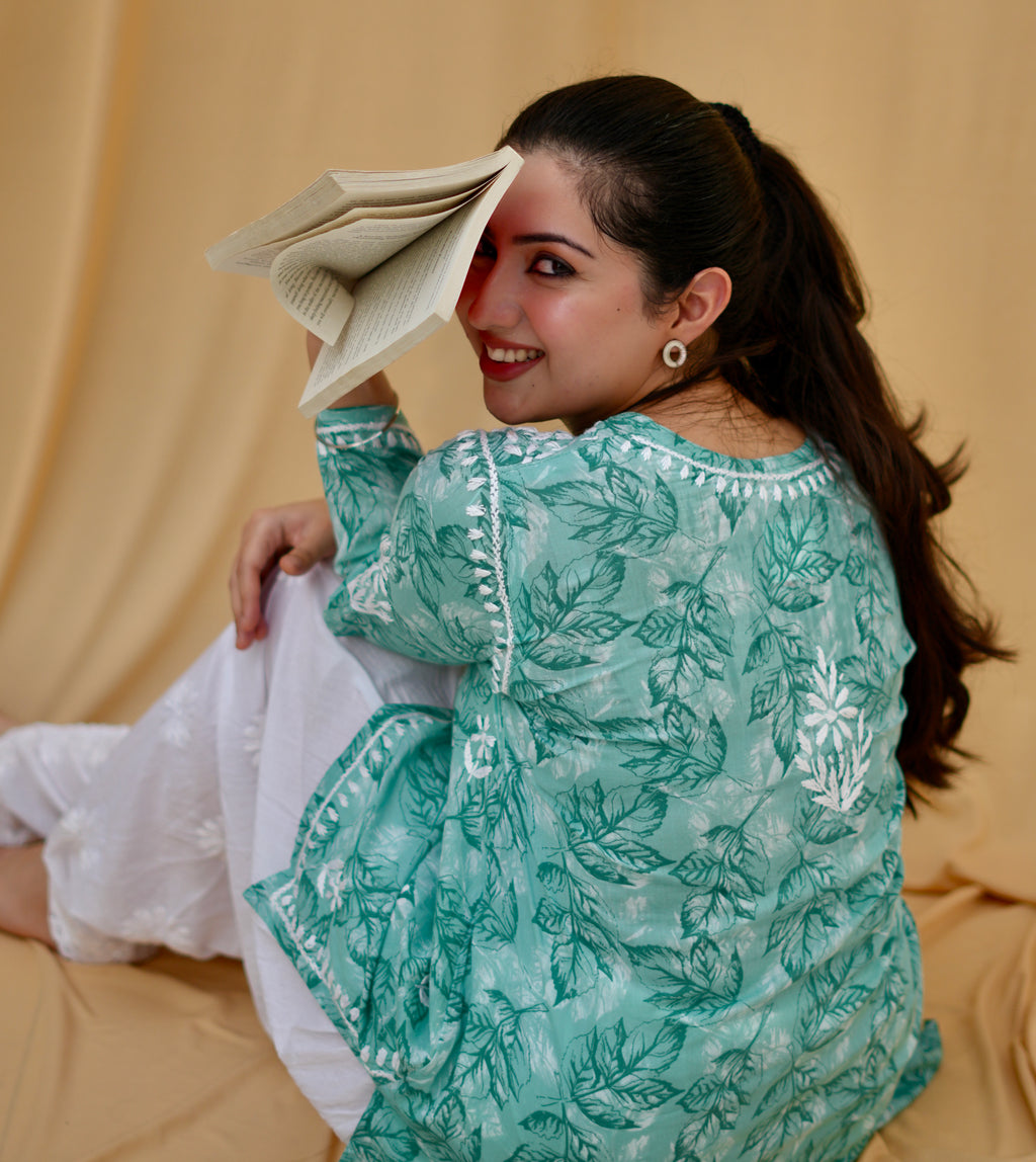 Aqua Noor | Lucknowi Chikankari Kurta