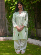 Mint Blossom | Floral Embroidered Co-ord Set