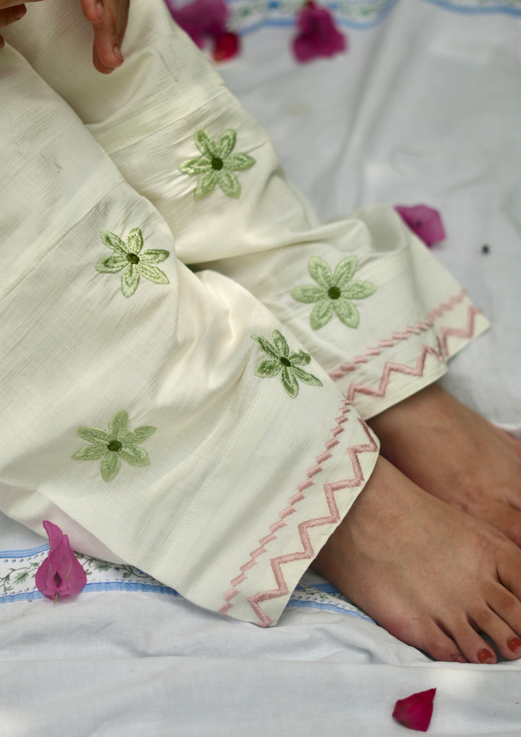 Mint Blossom | Floral Embroidered Co-ord Set