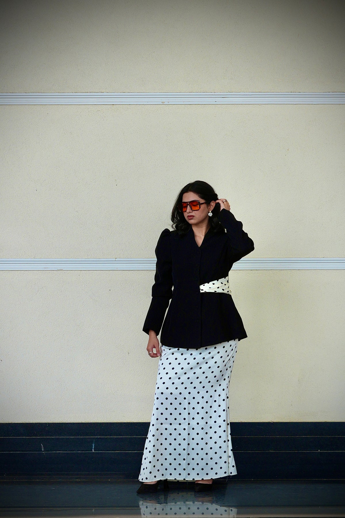 Polka Noir | Tailored Peplum Co-ord Set