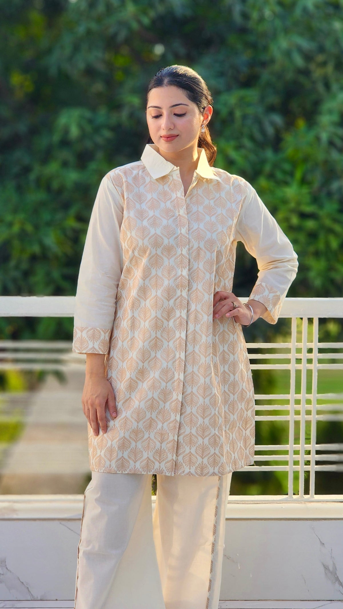 IVORY LEAFWORK KURTA SET