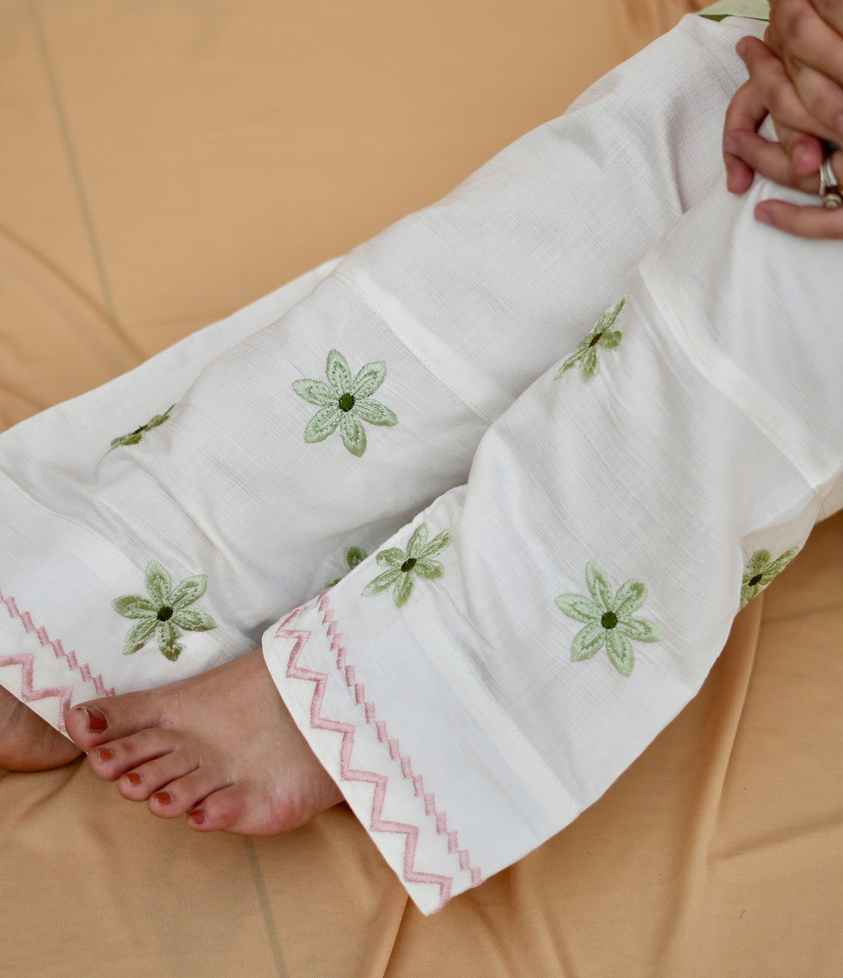 Mint Blossom | Floral Embroidered Co-ord Set