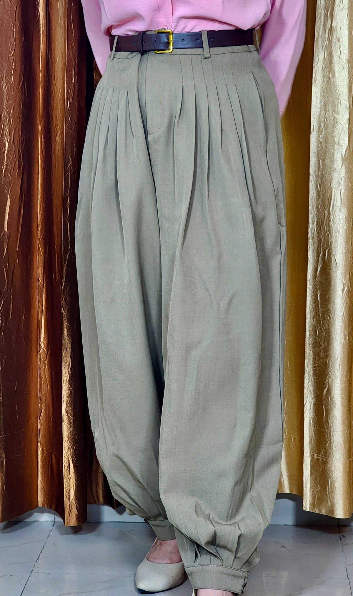 High-Waisted Pleated Formal Trousers