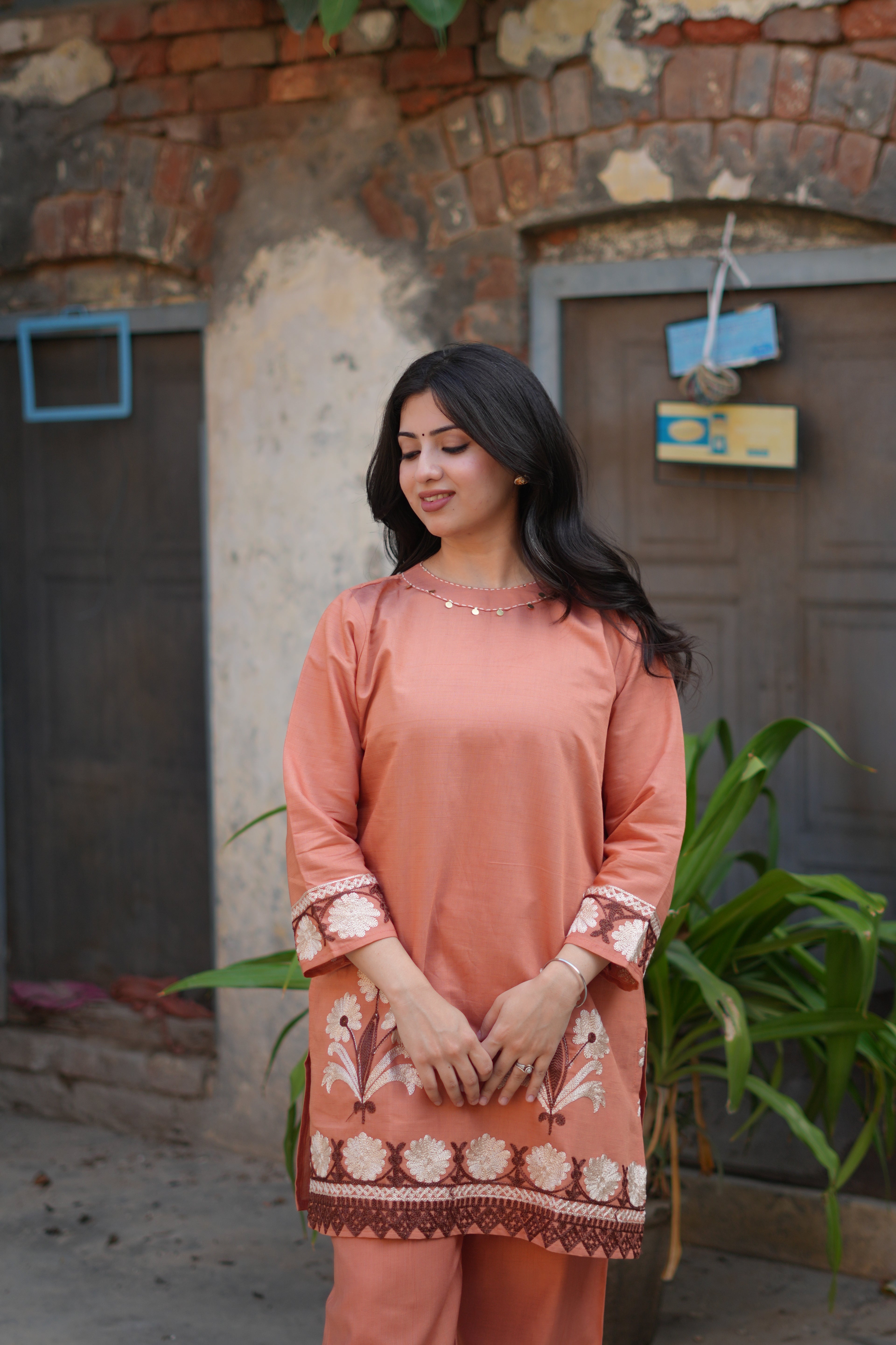 Rust Blossom | Embroidered Kurta Set