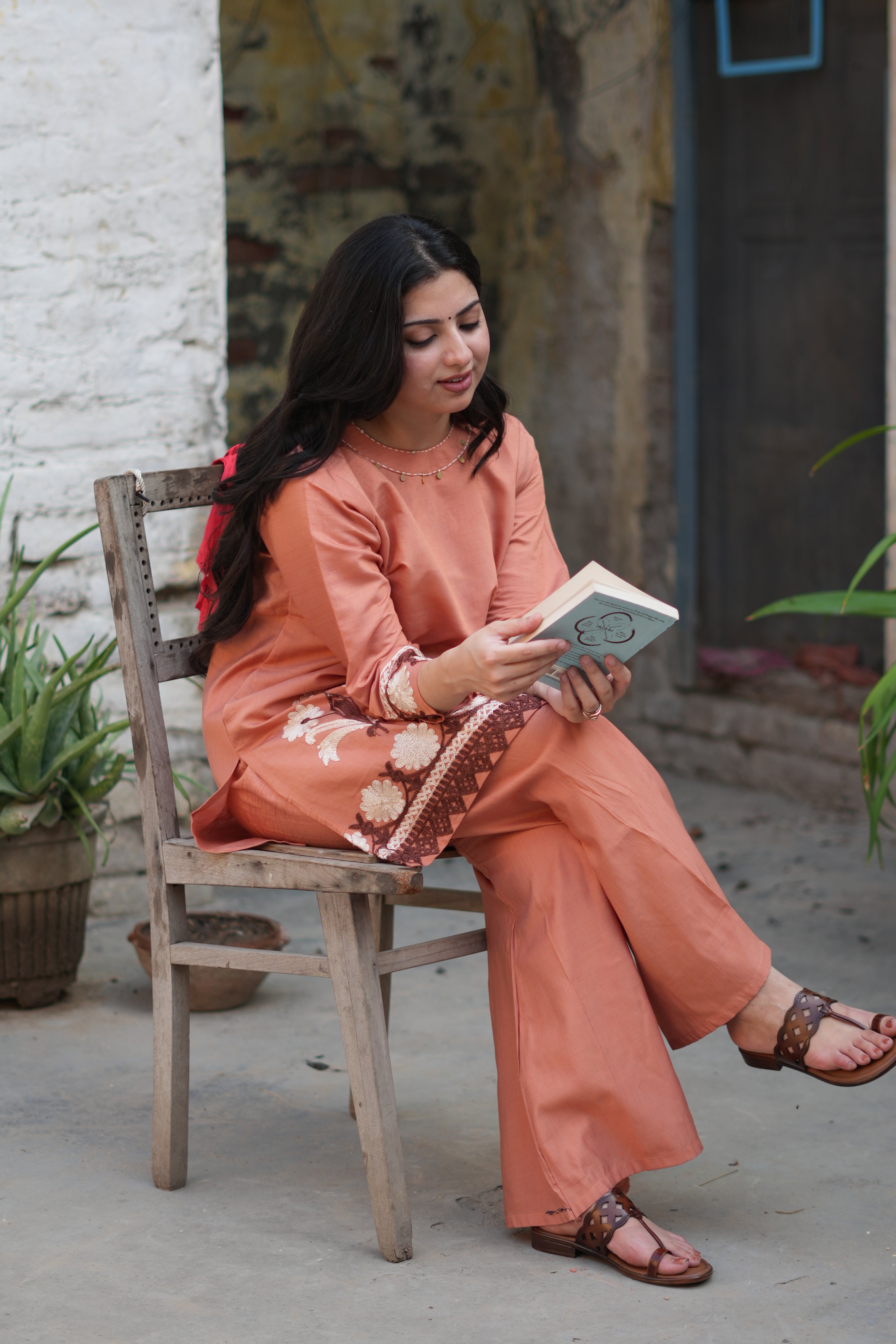 Rust Blossom | Embroidered Kurta Set
