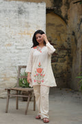 Coral Meadow | Floral Embroidered Kurta Set