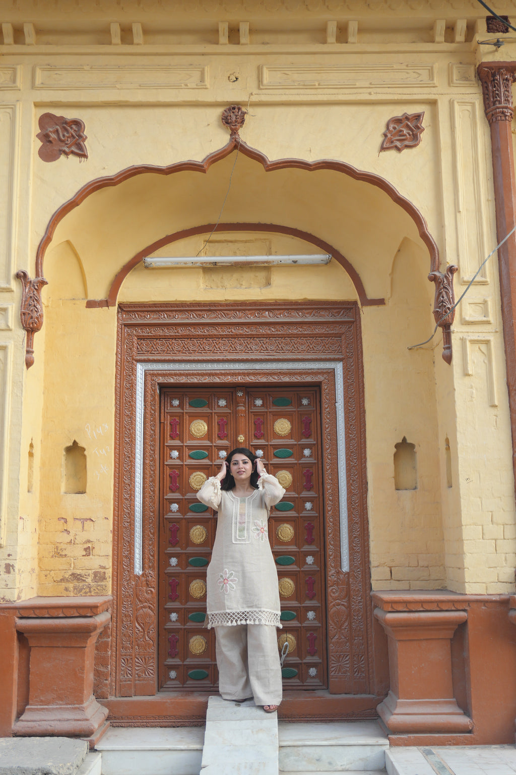 Pearl Petals | Embellished Kurta Set