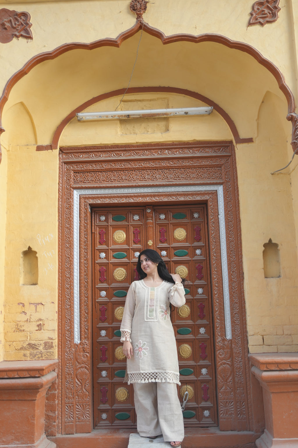 Pearl Petals | Embellished Kurta Set