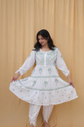 Mint Meher | Lucknowi Chikankari Tiered Kurta
