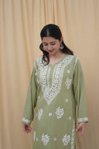 Olive Noor | Lucknowi Chikankari Kurta Set