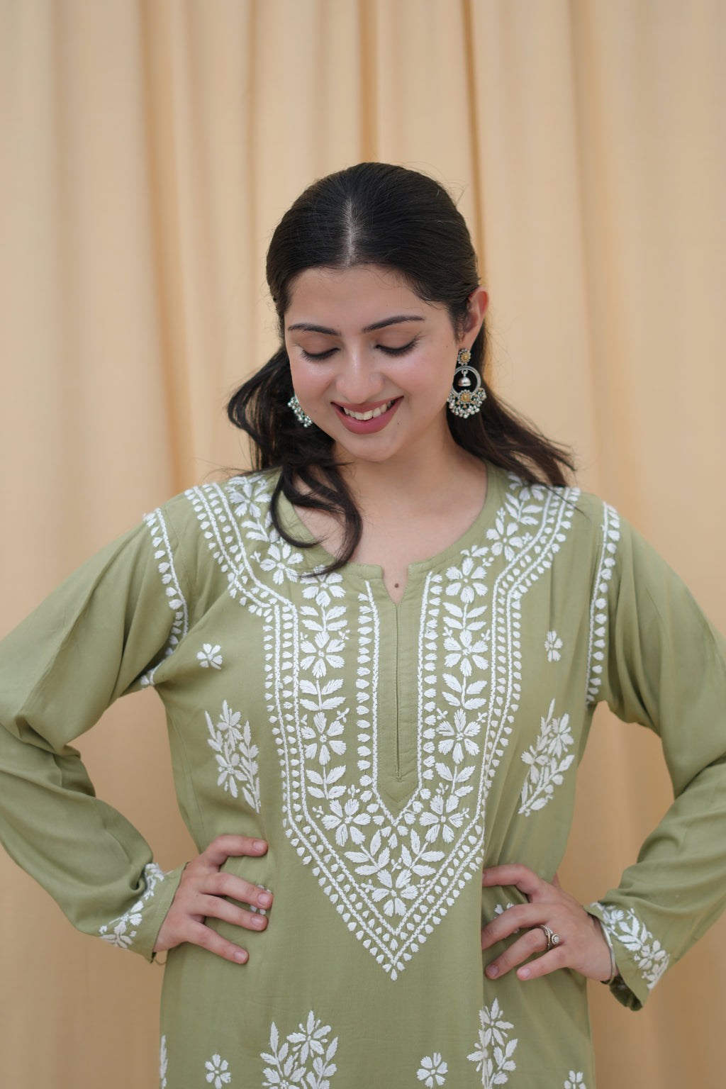 Olive Noor | Lucknowi Chikankari Kurta Set