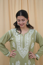 Olive Noor | Lucknowi Chikankari Kurta Set