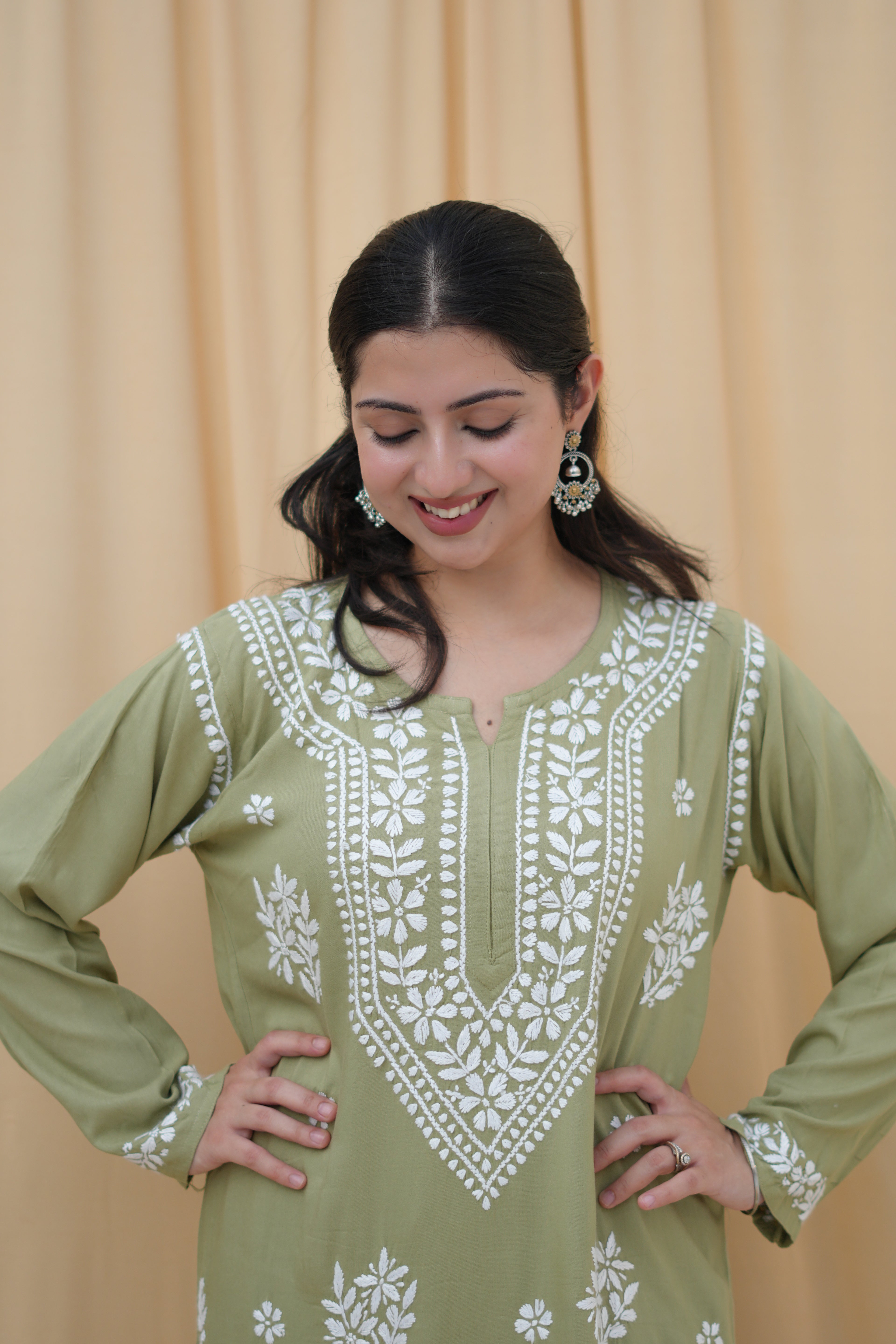 Olive Noor | Lucknowi Chikankari Kurta Set