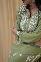 Olive Noor | Lucknowi Chikankari Kurta Set