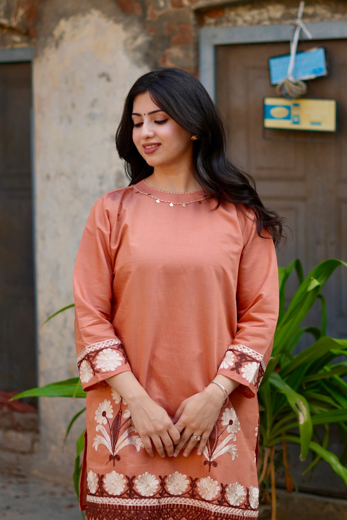 Rust Blossom | Embroidered Kurta Set
