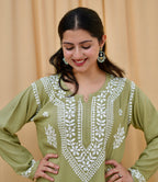Olive Noor | Lucknowi Chikankari Kurta Set