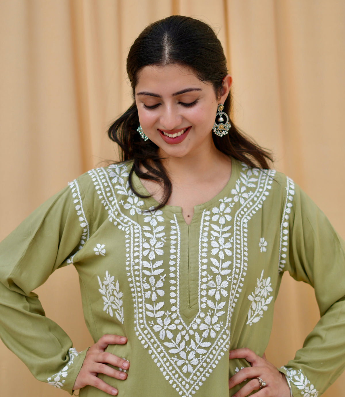 Olive Noor | Lucknowi Chikankari Kurta Set