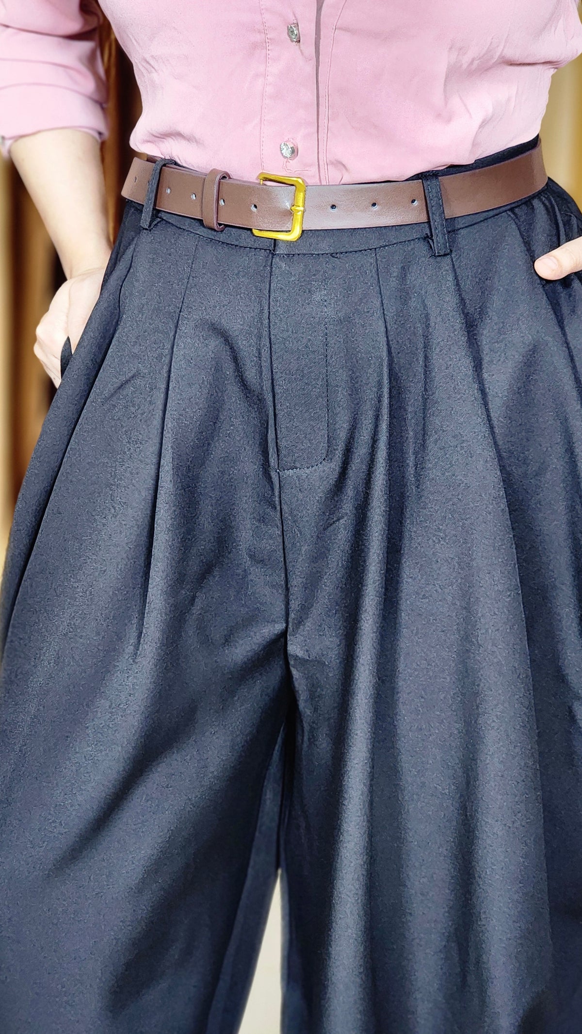 Classic Black Pleated Balloon Formal Pants