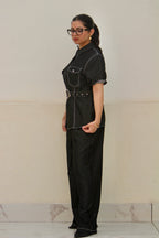 Midnight Stitch | Denim Shirt & Wide-Leg Trouser Co-Ord Set