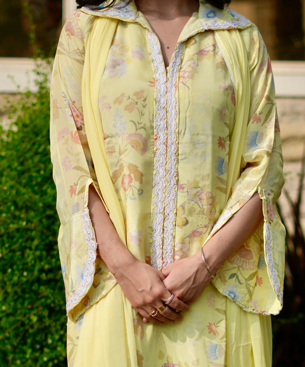 Lemon Bloom | Printed Pakistani Suit Set