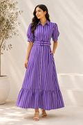 Purple Stripe Trench Dress